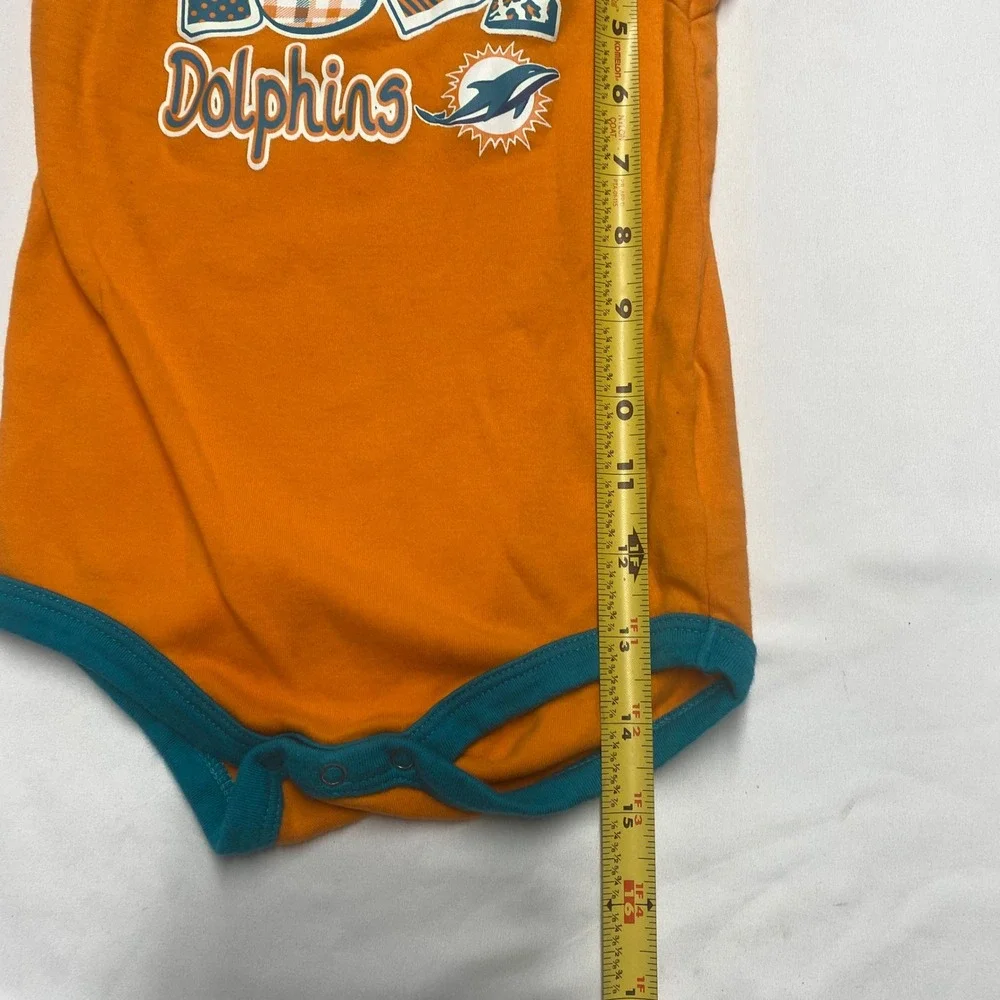 NFL Team Apparel Miami Dolphins Orange Ruffle Sleeve Bodysuit 18M